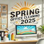 Office graphic with "Spring Office Cleaning 2025"