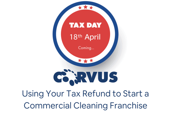 Tax Day April 18, 2023 coming soon with Corvus logo and text 