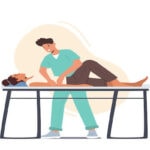 illustration of chiropractor working on patient