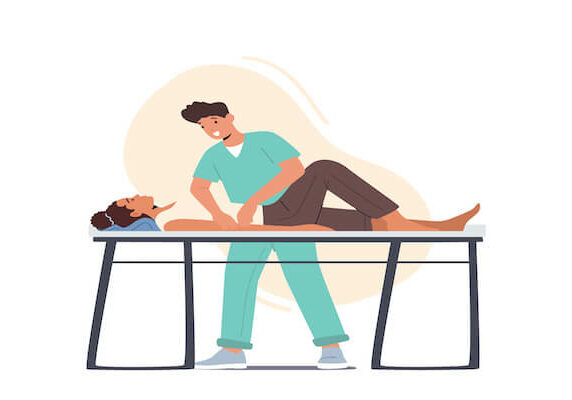 illustration of chiropractor working on patient